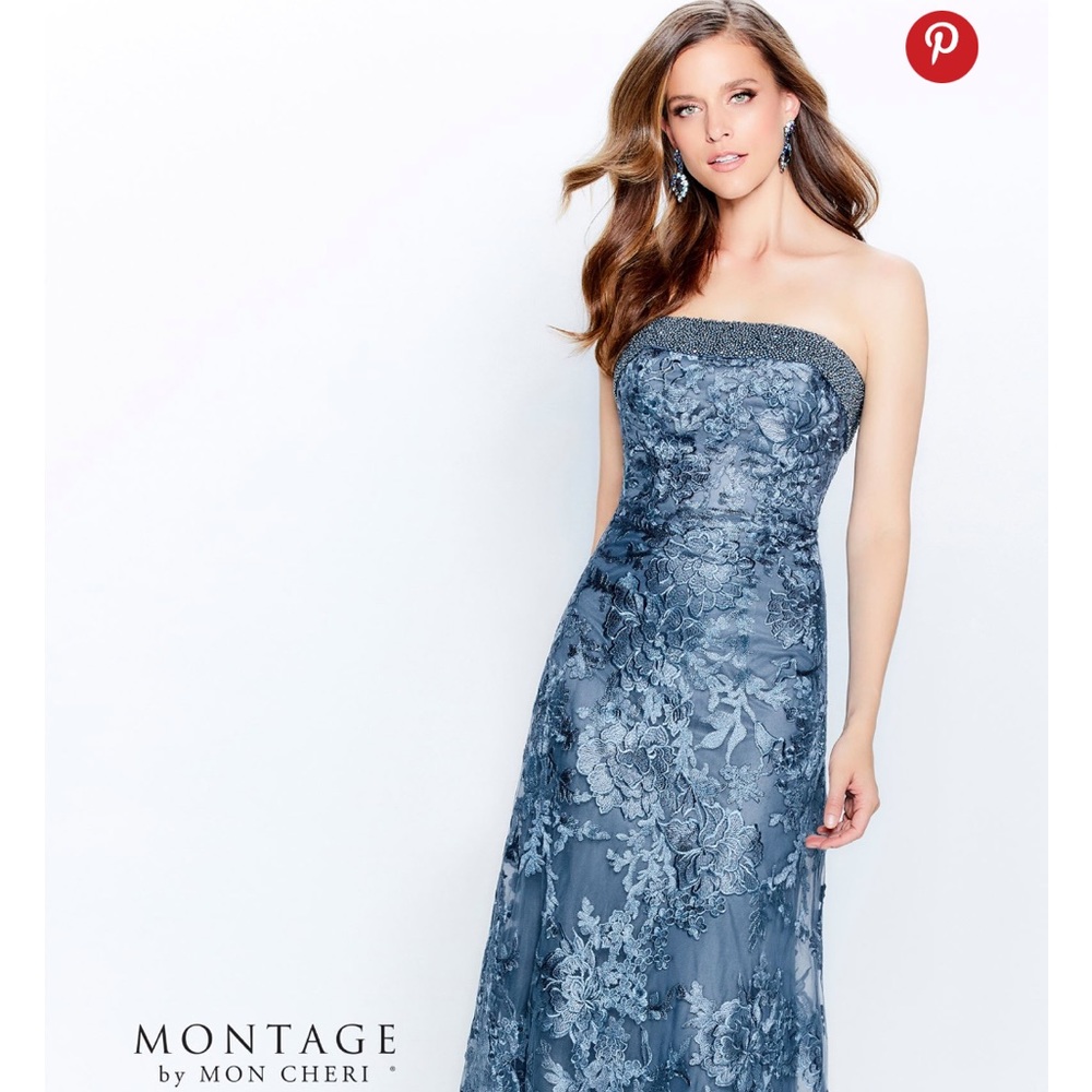 Mon Cheri Gown, Size 8, Altered to 5’9”, Blue